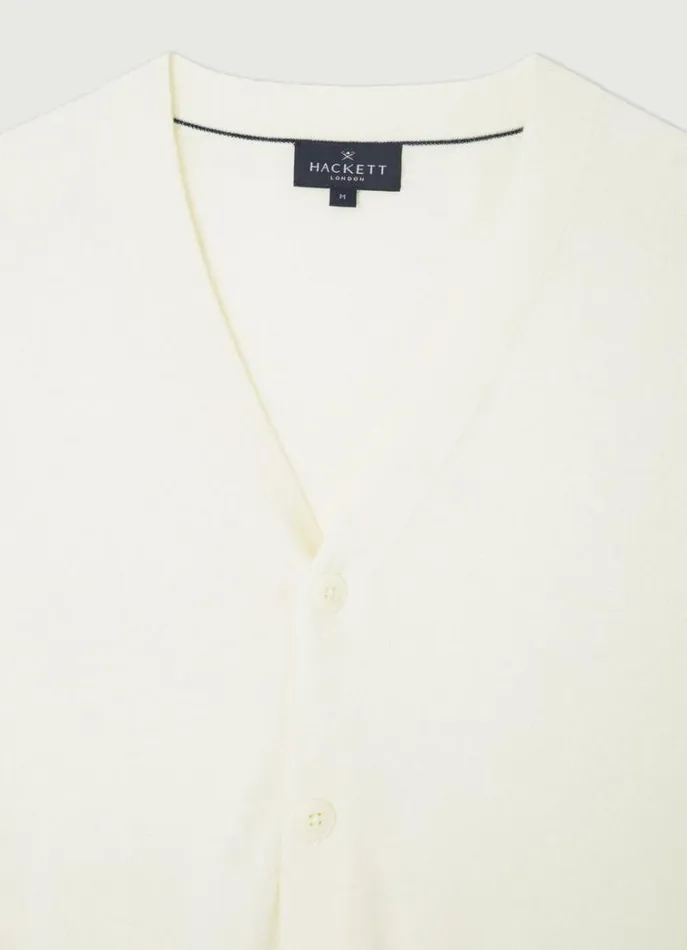 Men Knitwear Hackett London ButtonUp VNeck Cardigan Optic White