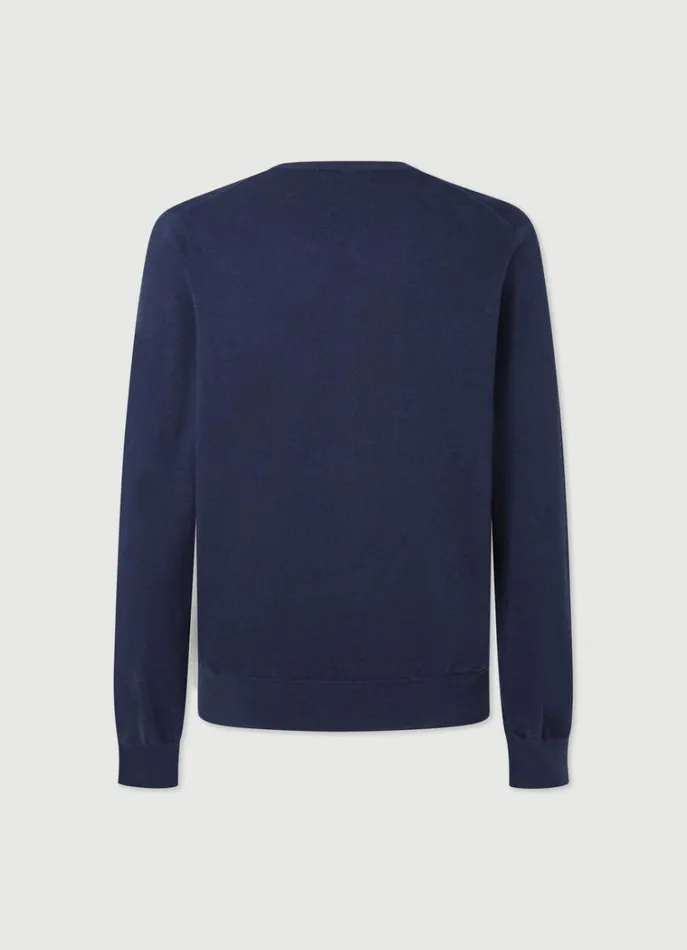 Men Knitwear Hackett London Cotton And Silk VNeck Jumper Navy