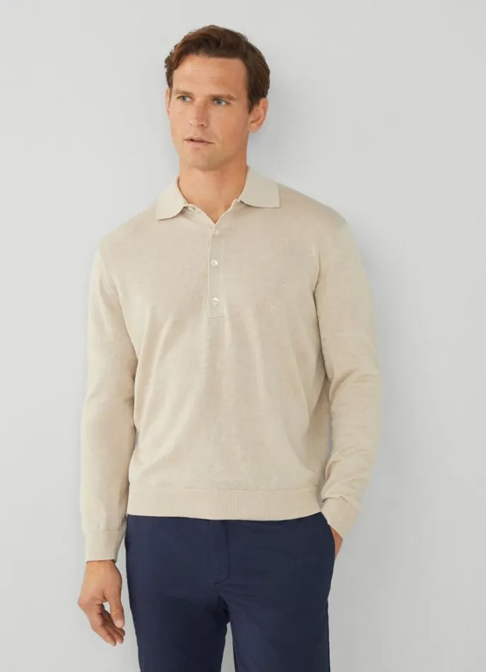 Men Knitwear Hackett London Long Sleeve Polo Shore