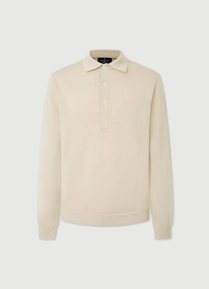 Men Knitwear Hackett London Long Sleeve Polo Shore