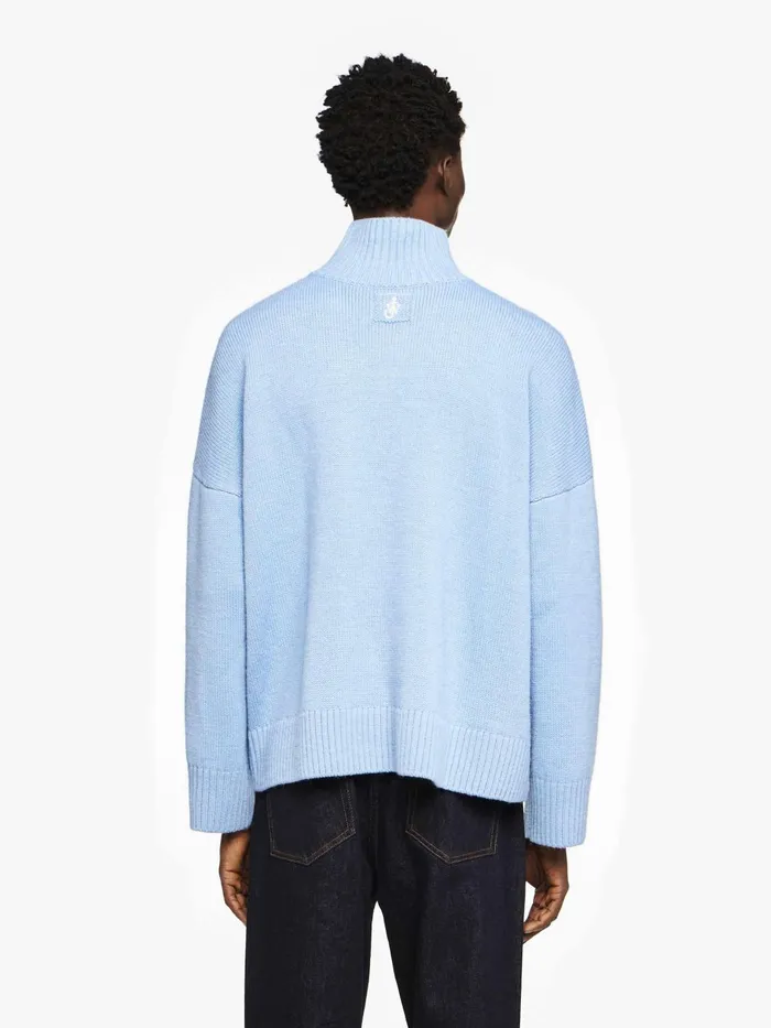 Men Knitwear JW Anderson DUAL TONE 8211 PATCH POCKET TURTLENECK SWEATER Ivorysky Blue Men Knitwear JW Anderson DUAL TONE 8211 PATCH POCKET TURTLENECK SWEATER Ivorysky Blue