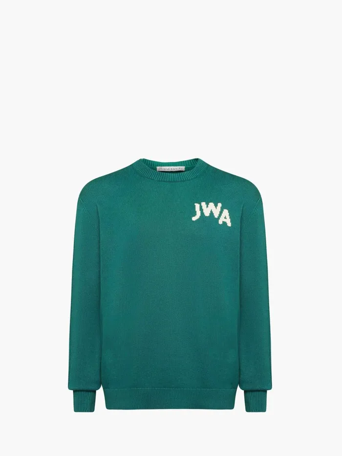 Men Knitwear JW Anderson JWA CREW NECK SWEATER Emerald