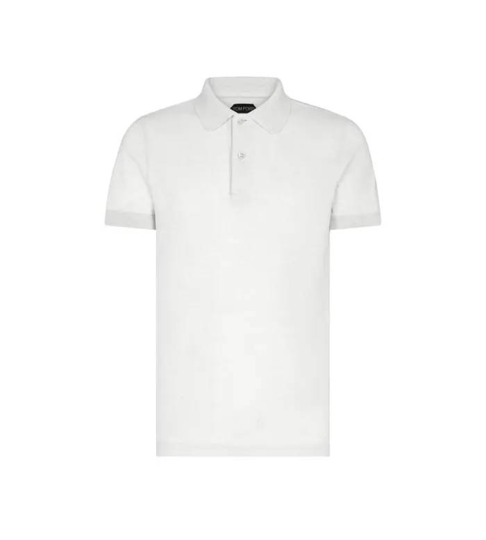 Men Knitwear Tom Ford Tennis Piquet Polo White