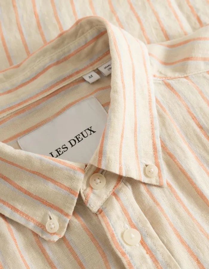 Men Kristian Linen BD Shirt 8211 IvoryBaked Papaya Les Deux ShirtsOvershirts