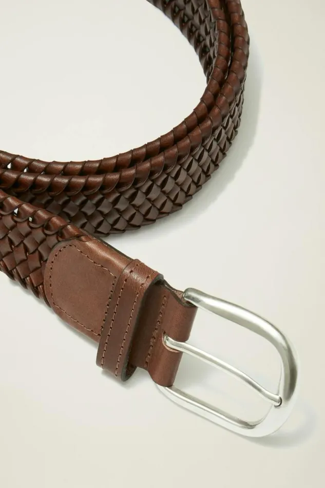 Men Leather Braided Belt Brown Bonobos Belts