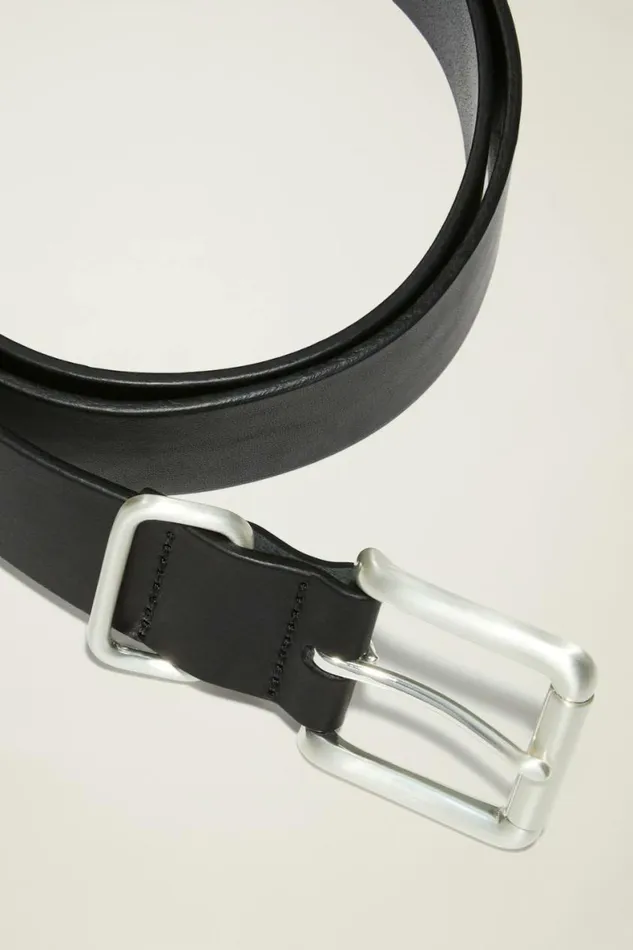 Men Leather Jeans Belt Black With Brushed Nickel Bonobos Belts