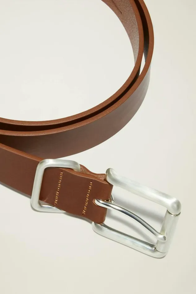 Men Leather Jeans Belt Light Brown With Brushed Nickel Bonobos Belts