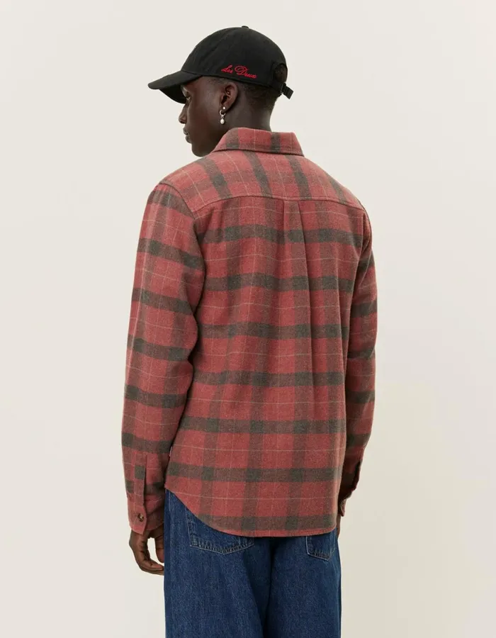 Men Lennon Flannel Check Overshirt 8211 Coffee BrownFired Brick Les Deux ShirtsOvershirts