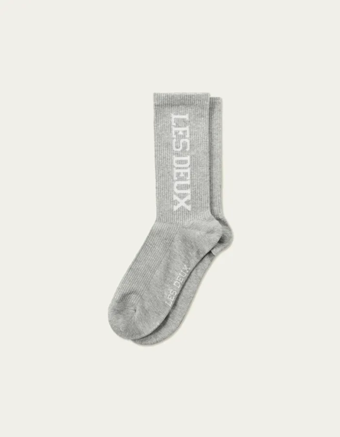 Men Les Deux Vertigo 2Pack Rib Socks 8211 Light Grey MelangeWhite Les Deux Underwear