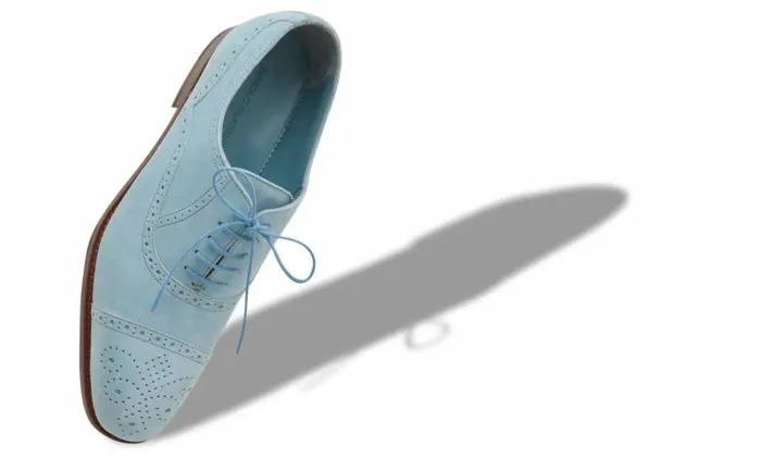 Men Light Blue Suede Lace Up Oxfords Manolo Blahnik LaceUps
