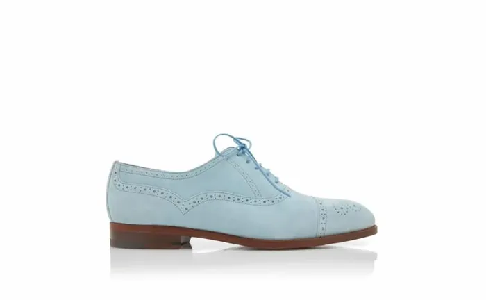 Men Light Blue Suede Lace Up Oxfords Manolo Blahnik LaceUps
