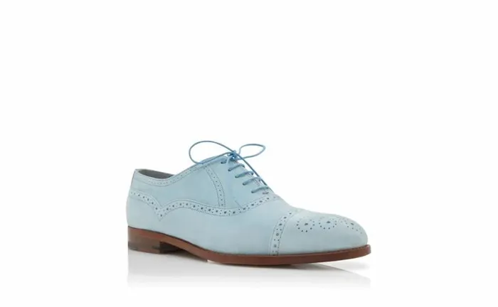 Men Light Blue Suede Lace Up Oxfords Manolo Blahnik LaceUps