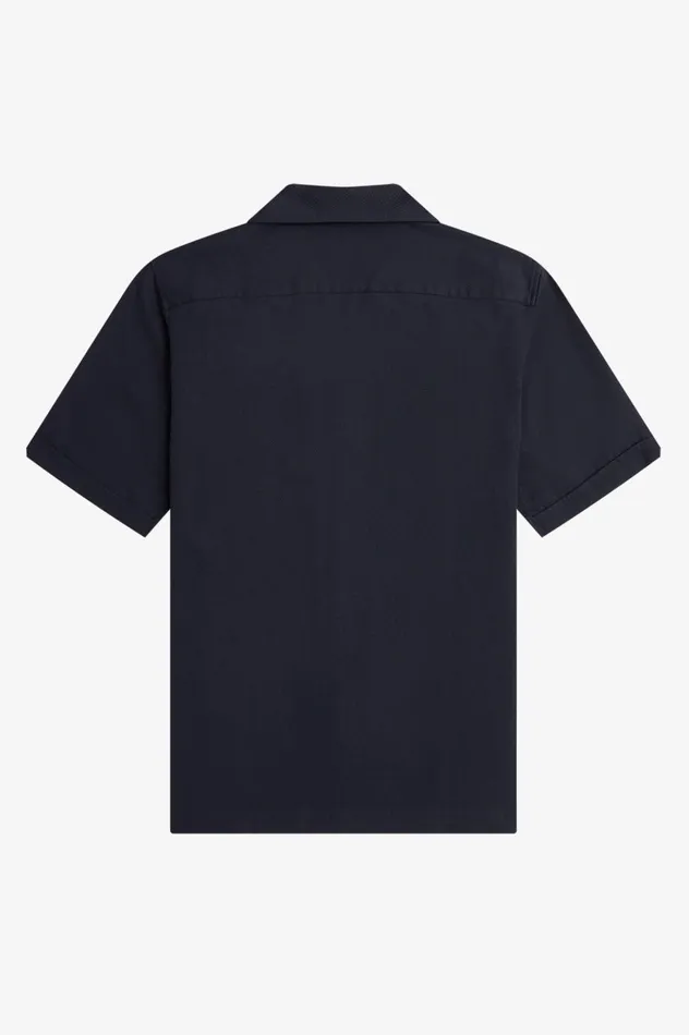 Men LinenBlend Revere Collar Shirt Navy Fred Perry Shirts