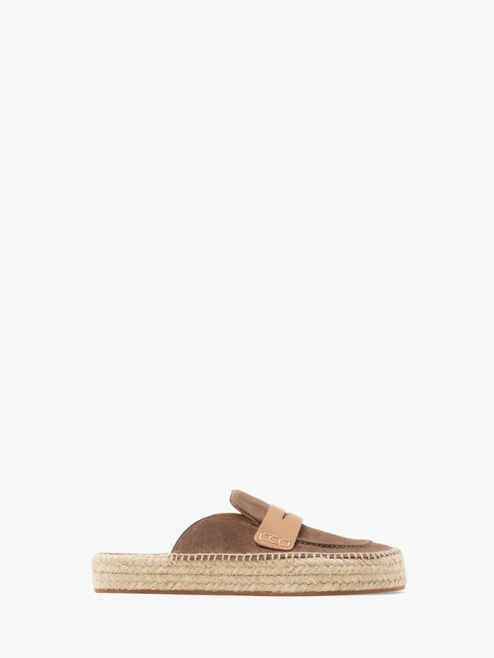 Men Loafers JW Anderson SUEDE ESPADRILLE LOAFER MULES Taupe
