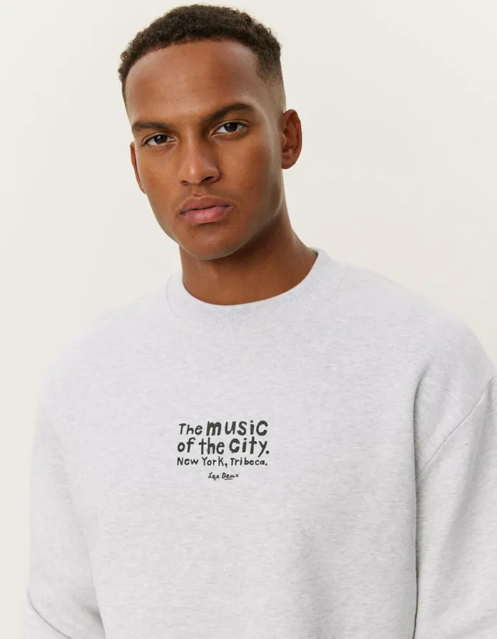 Men Luca Sweatshirt 8211 Snow Melange Les Deux HoodiesSweatshirts