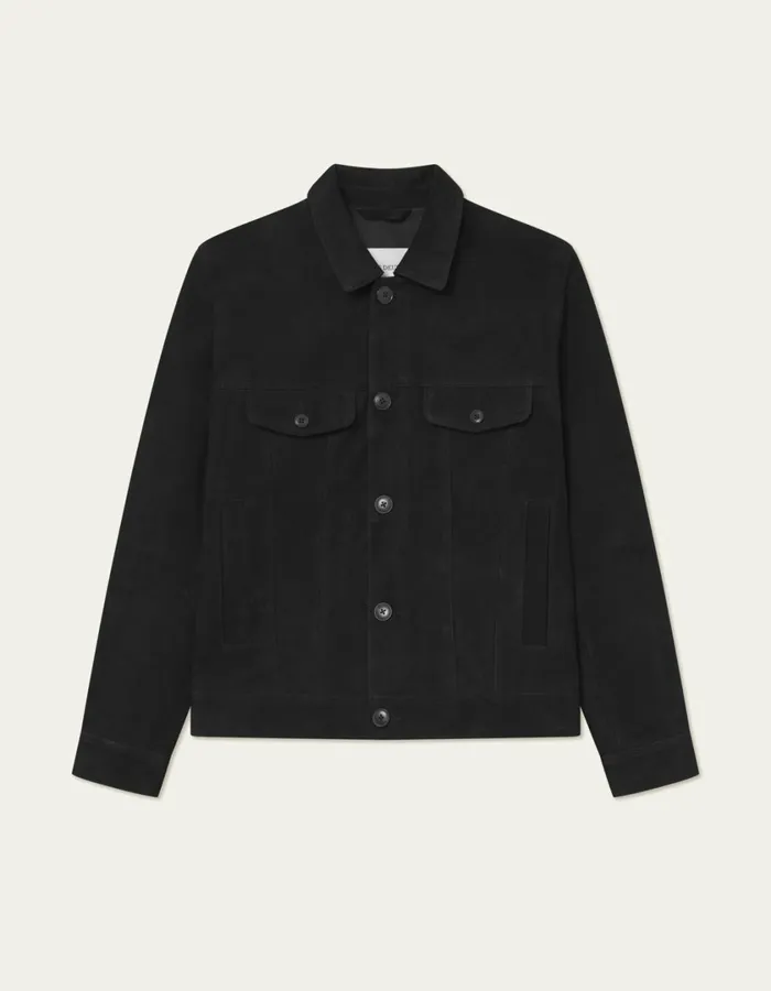 Men Micah Suede Jacket 8211 BlackBlack Les Deux JacketsCoats
