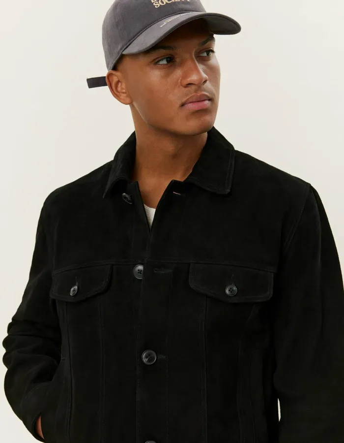 Men Micah Suede Jacket 8211 BlackBlack Les Deux JacketsCoats