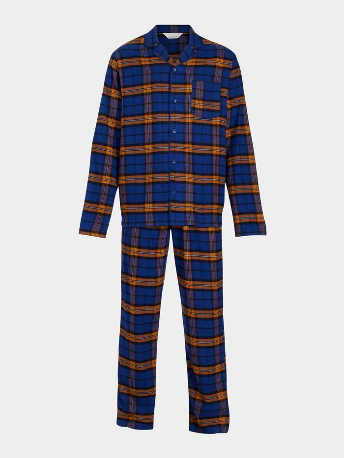 Men Navy Check Flannelette Long Sleeve Pj Set Navy Peter Alexander Sets