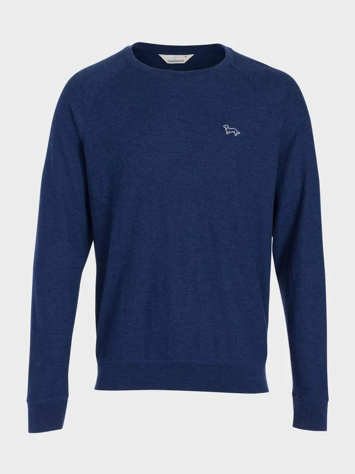Men Navy Waffle Long Sleeve Top Navy Peter Alexander Classic Tops