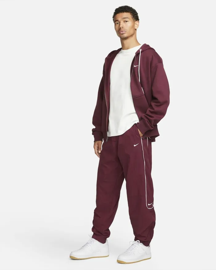 Men Nike Trousers And Tights Solo Swoosh Night Maroonwhite