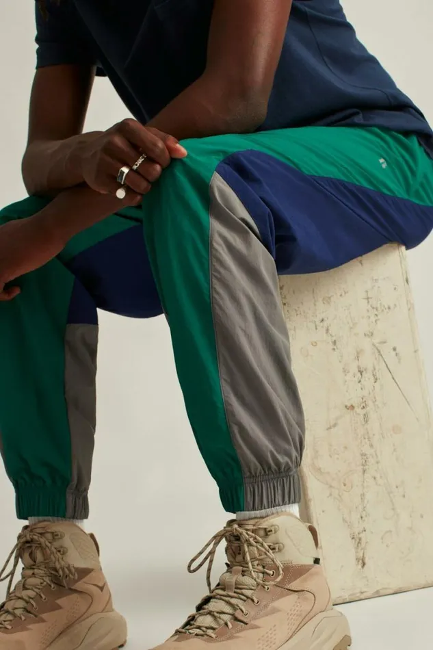 Men Nylon Windbreaker Pant Teal Bonobos Joggers and Athleisure