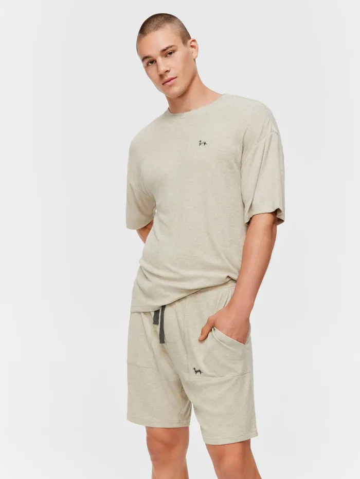 Men Oatmeal Rib Short Oatmeal Peter Alexander Shorts