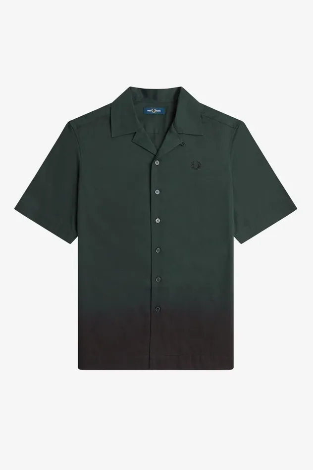 Men Ombre Revere Collar Shirt Night Green Fred Perry Shirts