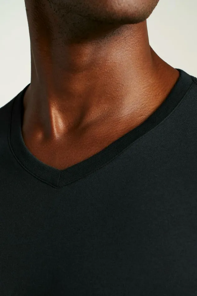Men Organic Cotton VNeck Tee Black Bonobos Short Sleeve Tees