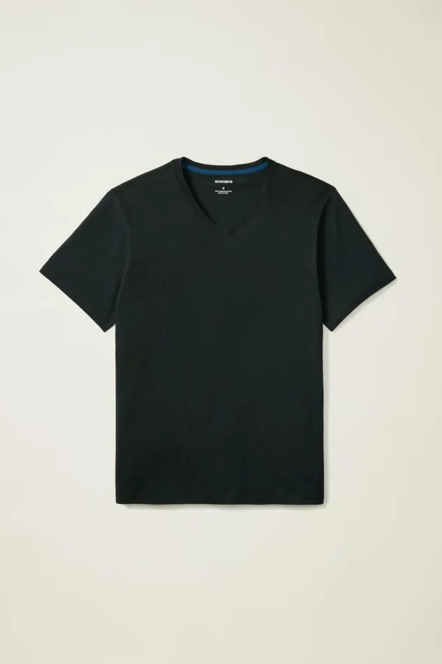 Men Organic Cotton VNeck Tee Black Bonobos Short Sleeve Tees
