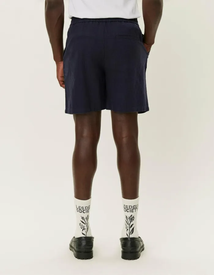 Men Otto Linen Shorts 8211 Dark Navy Les Deux Shorts
