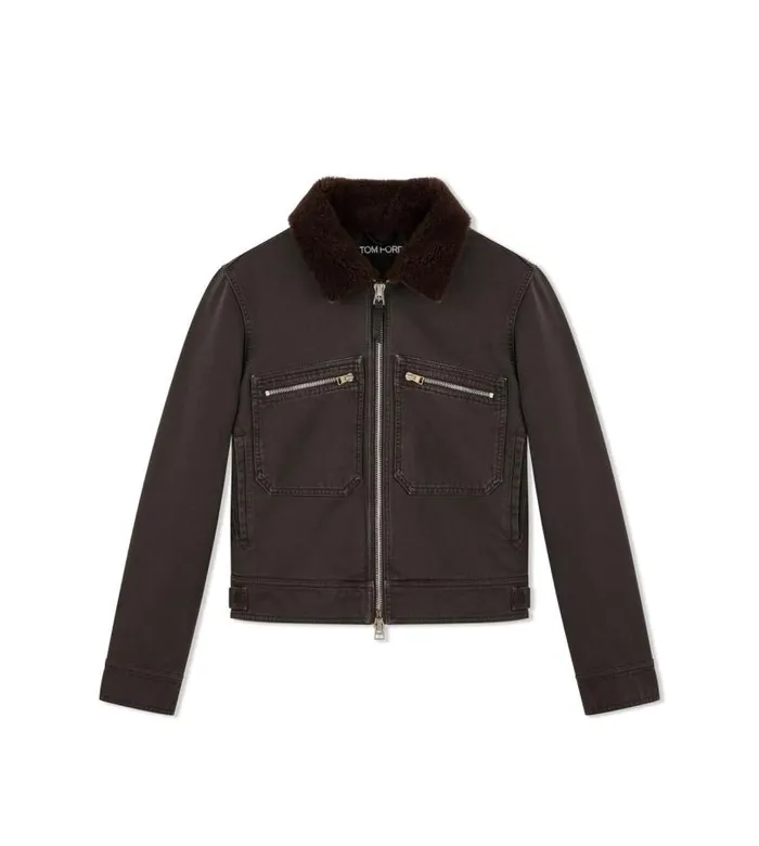 Men Outerwear Tom Ford Bedford Cord Zip Blouson Ebony