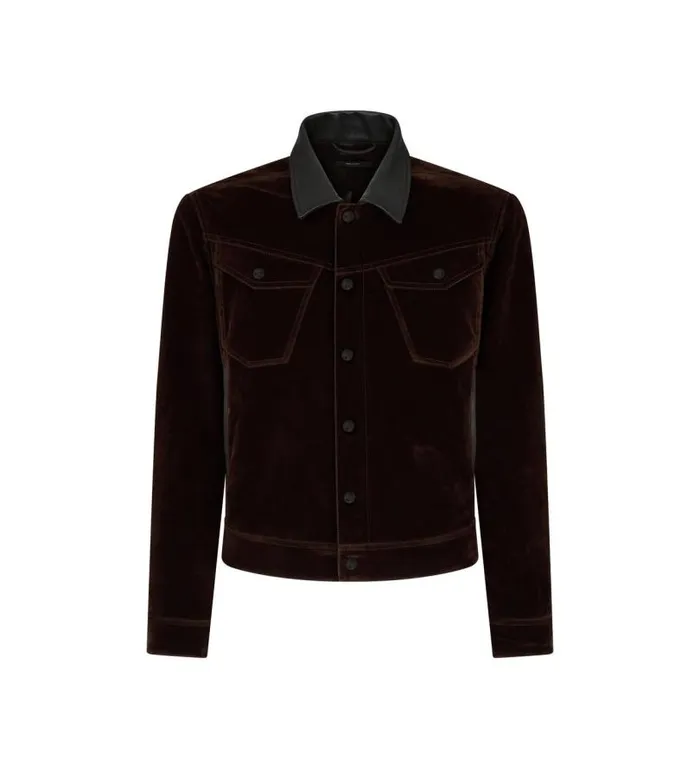 Men Outerwear Tom Ford Compact Light Velvet Western Jacket Military Green