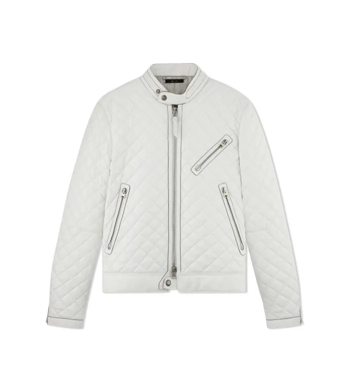 Men Outerwear Tom Ford Feather Nappa Quilted Caf Racer Ivory