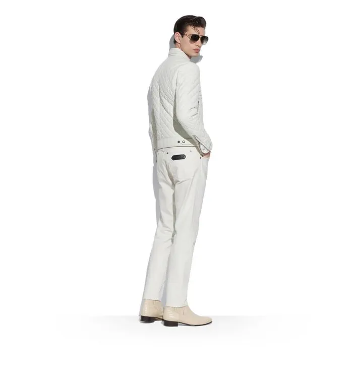Men Outerwear Tom Ford Feather Nappa Quilted Caf Racer Ivory Men Outerwear Tom Ford Feather Nappa Quilted Caf Racer Ivory