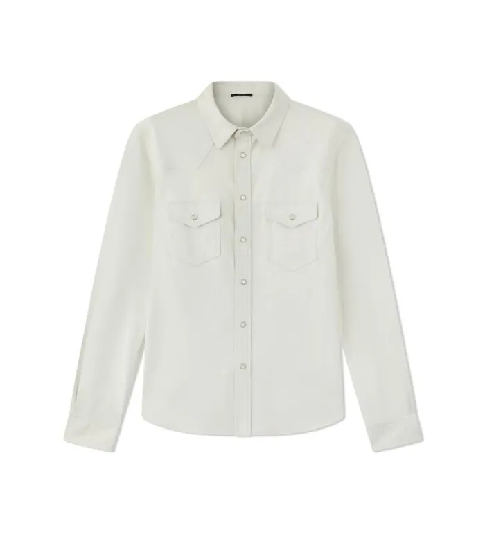 Men Outerwear Tom Ford Feather Nappa Western Shirt Ivory