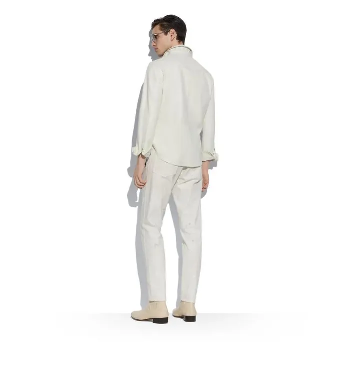 Men Outerwear Tom Ford Feather Nappa Western Shirt Ivory Men Outerwear Tom Ford Feather Nappa Western Shirt Ivory
