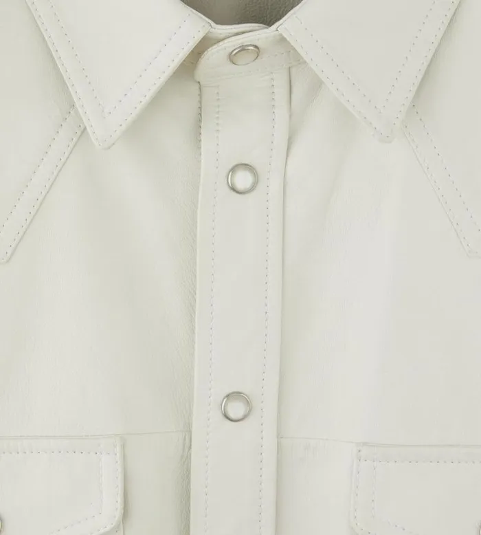 Men Outerwear Tom Ford Feather Nappa Western Shirt Ivory Men Outerwear Tom Ford Feather Nappa Western Shirt Ivory