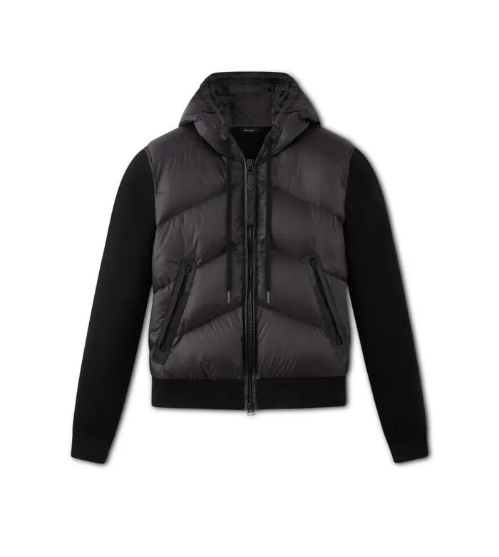 Men Outerwear Tom Ford Nylon Down Cashmere Blend Hooded Blouson Black