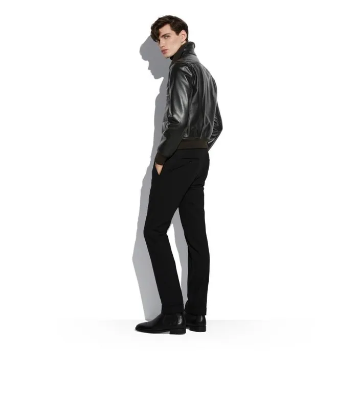 Men Outerwear Tom Ford Small Grain Shearling Collar Flight Bomber Black Men Outerwear Tom Ford Small Grain Shearling Collar Flight Bomber Black
