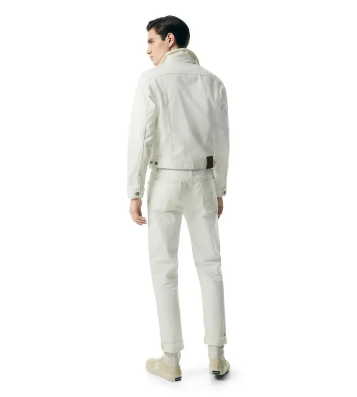 Men Outerwear Tom Ford White Twill Icon Denim Jacket Ivory Men Outerwear Tom Ford White Twill Icon Denim Jacket Ivory