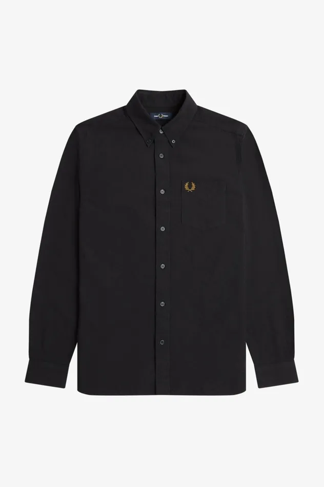 Men Oxford Shirt Black Fred Perry Shirts