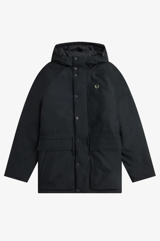 Men Padded Zip Through Jacket Black Fred Perry Coats and Jackets