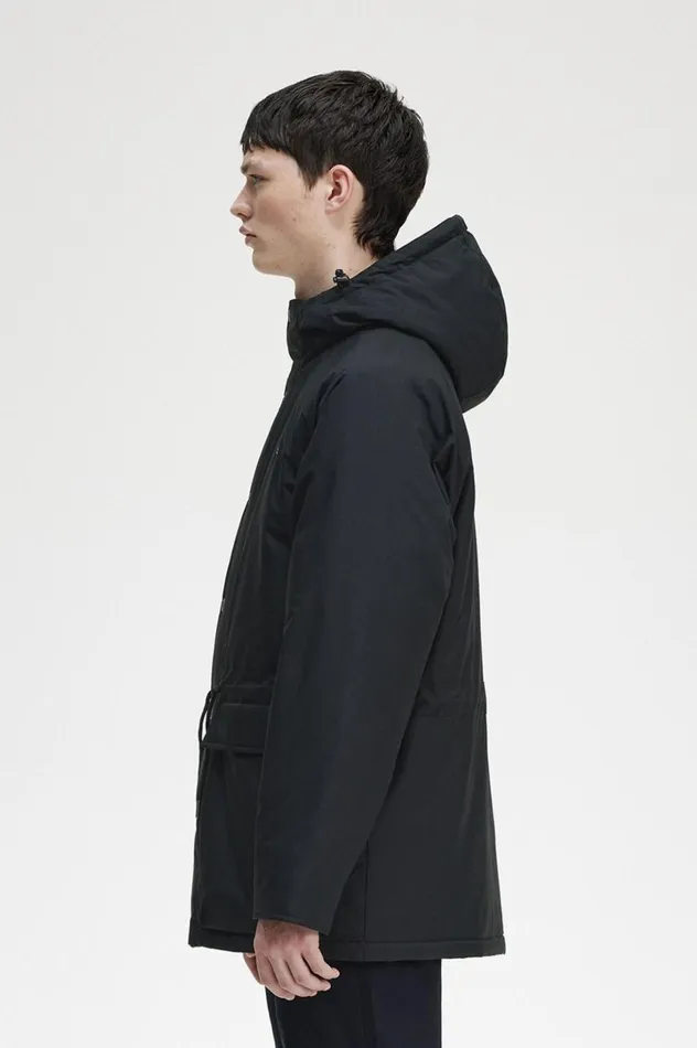 Men Padded Zip Through Jacket Black Fred Perry Coats and Jackets