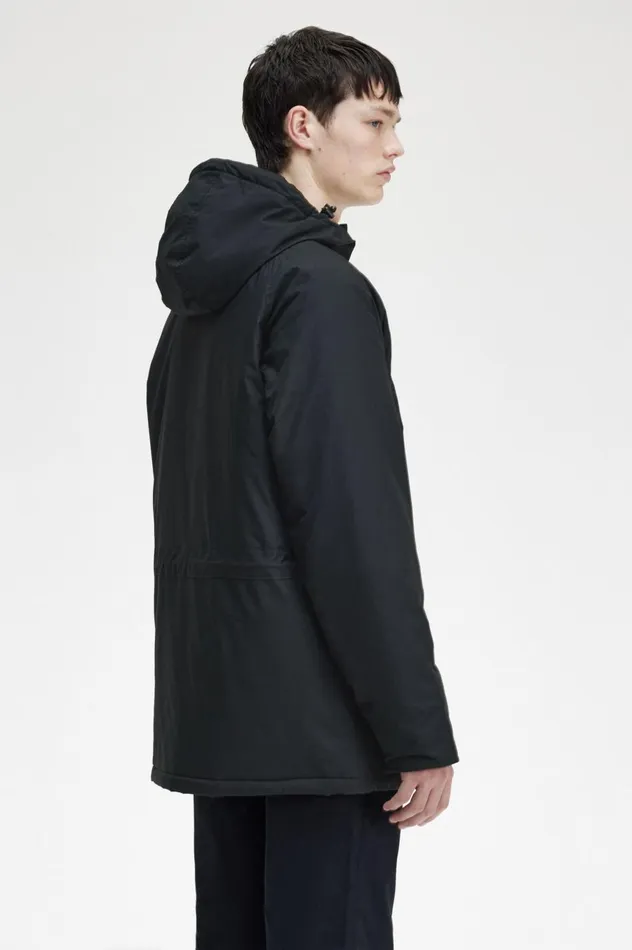 Men Padded Zip Through Jacket Black Fred Perry Coats and Jackets