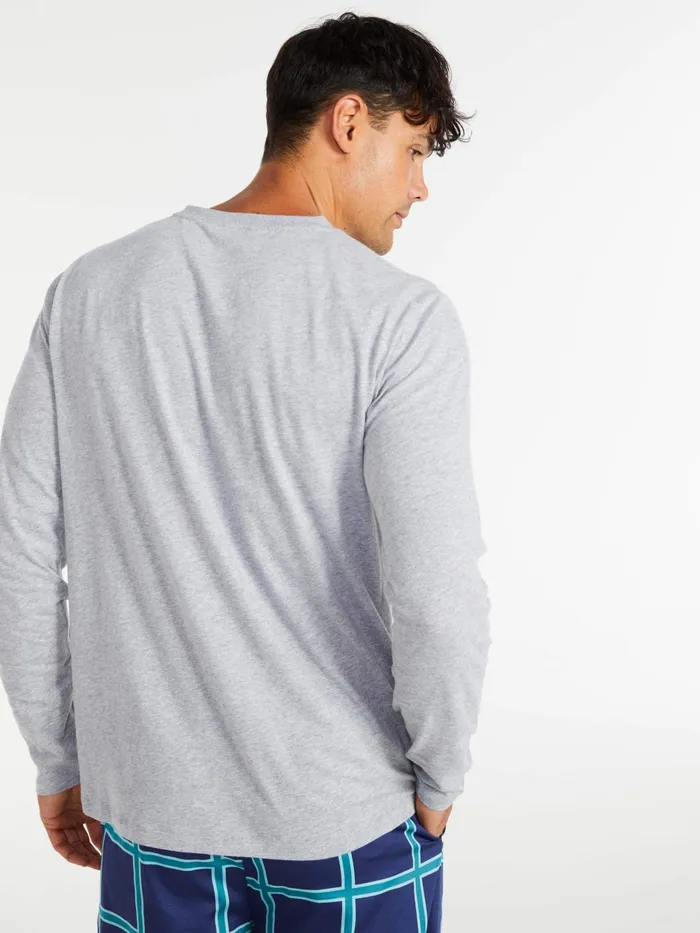 Men Penny Logo Long Sleeve Top Grey Marle Peter Alexander Classic Tops