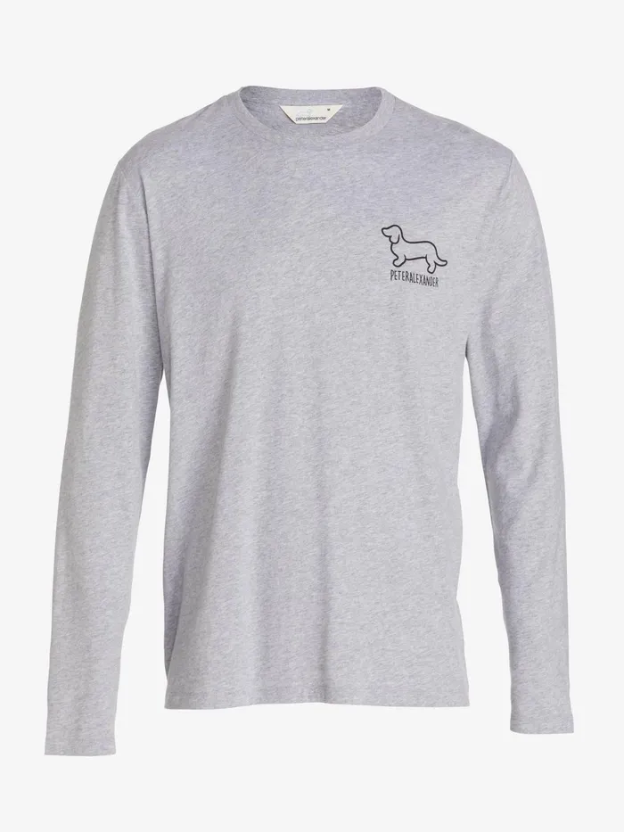 Men Penny Logo Long Sleeve Top Grey Marle Peter Alexander Classic Tops