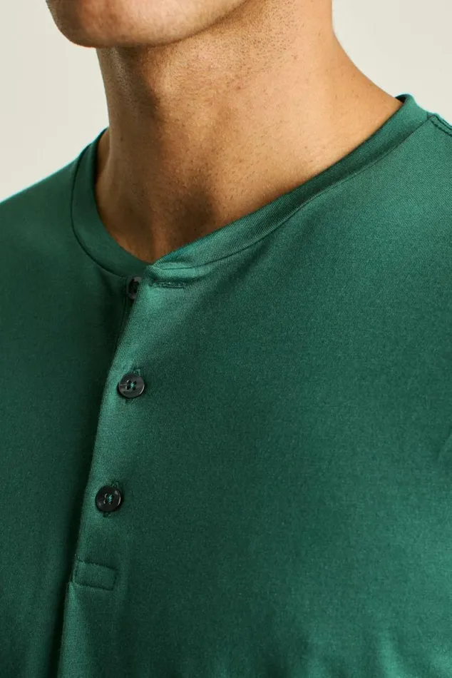 Men Pima Performance Short Sleeve Henley Forest Green Bonobos Henleys