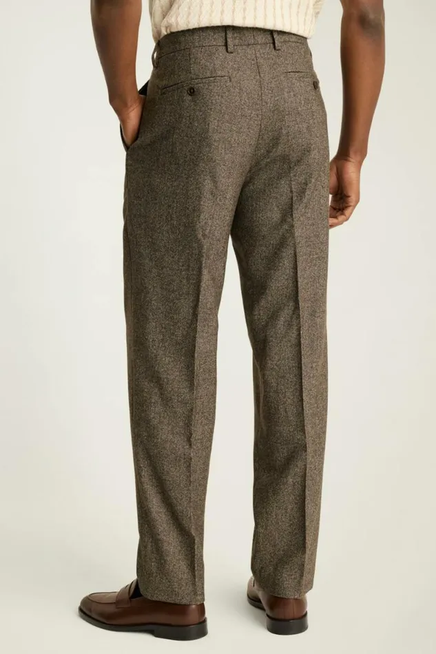Men Pleated Wool Trouser Heather Brown Bonobos Dress Pants
