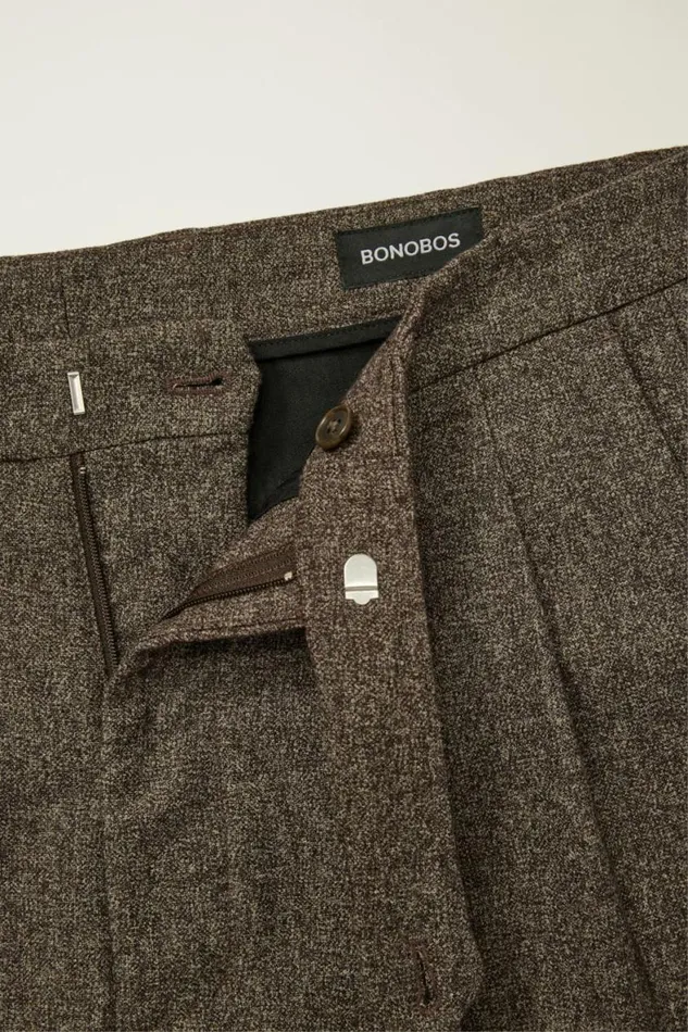 Men Pleated Wool Trouser Heather Brown Bonobos Dress Pants