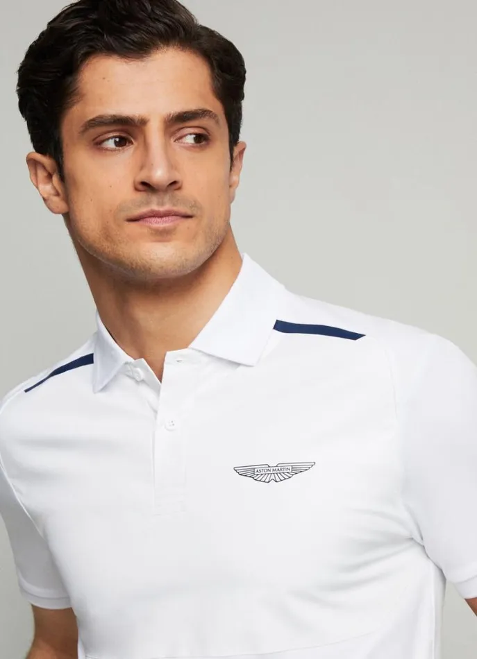 Men Polo Shirts Hackett London Aston Martin Slim Fit Polo White